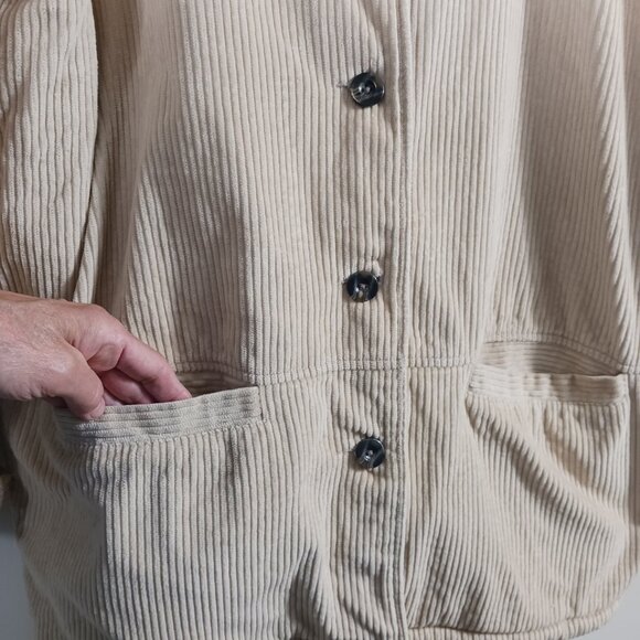 Blair, Medium, Creamy Tan Corduroy Chore Coat, Barn Coat, Sherpa Lined, Button - Picture 7 of 16